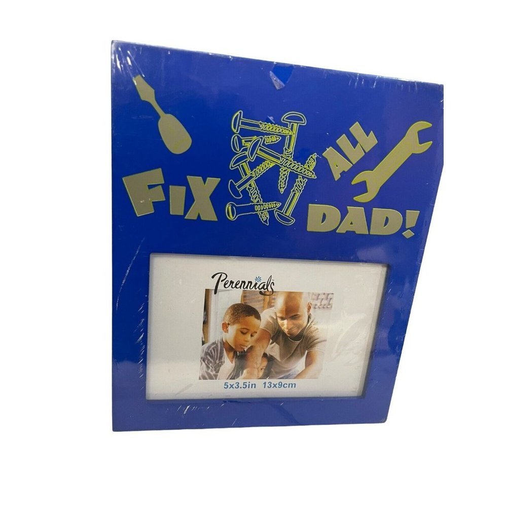 PERENNIALS BLUE  PHOTO‎ FRAME  "FIX ALL DAD" 5" x 3.5"